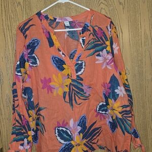 Old Navy Floral Blouse - Coral and Multicolor
